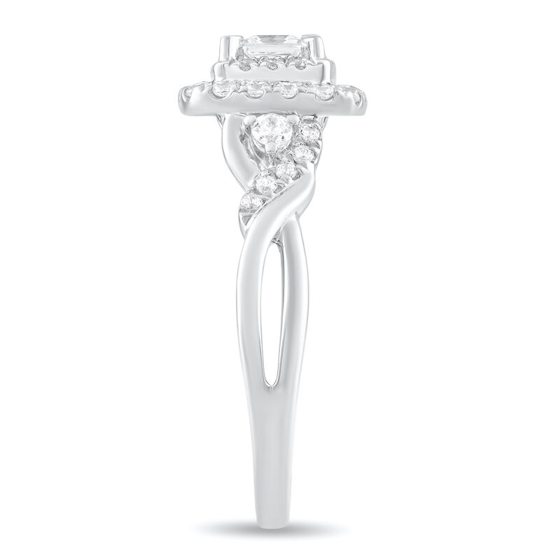 Princess Cut Diamond 5/8ctw. Double Halo Twist Engagement Ring in 14k White Gold image number null